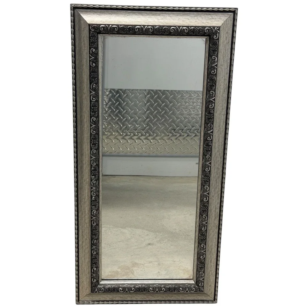Unbranded‎ Ornate Silver Rectangular Wall Mirror Scroll Frame Accent Home Decor